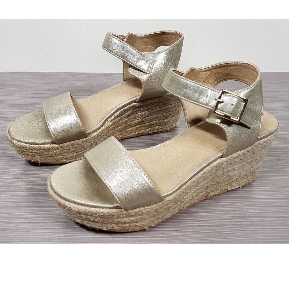 BP. 'Maurice' Espadrille Wedge Sandal light Gold Womens Size 6.5 M